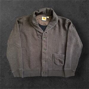 BOSS Orange Hugo‎ Boss Cardigan Mens Large Brown Shawl Collar Sweater Button Up